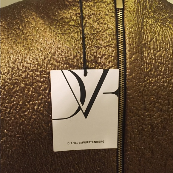 DIANE von FURSTENBERG Delani gold sz 10 NEW dress - Picture 8 of 8